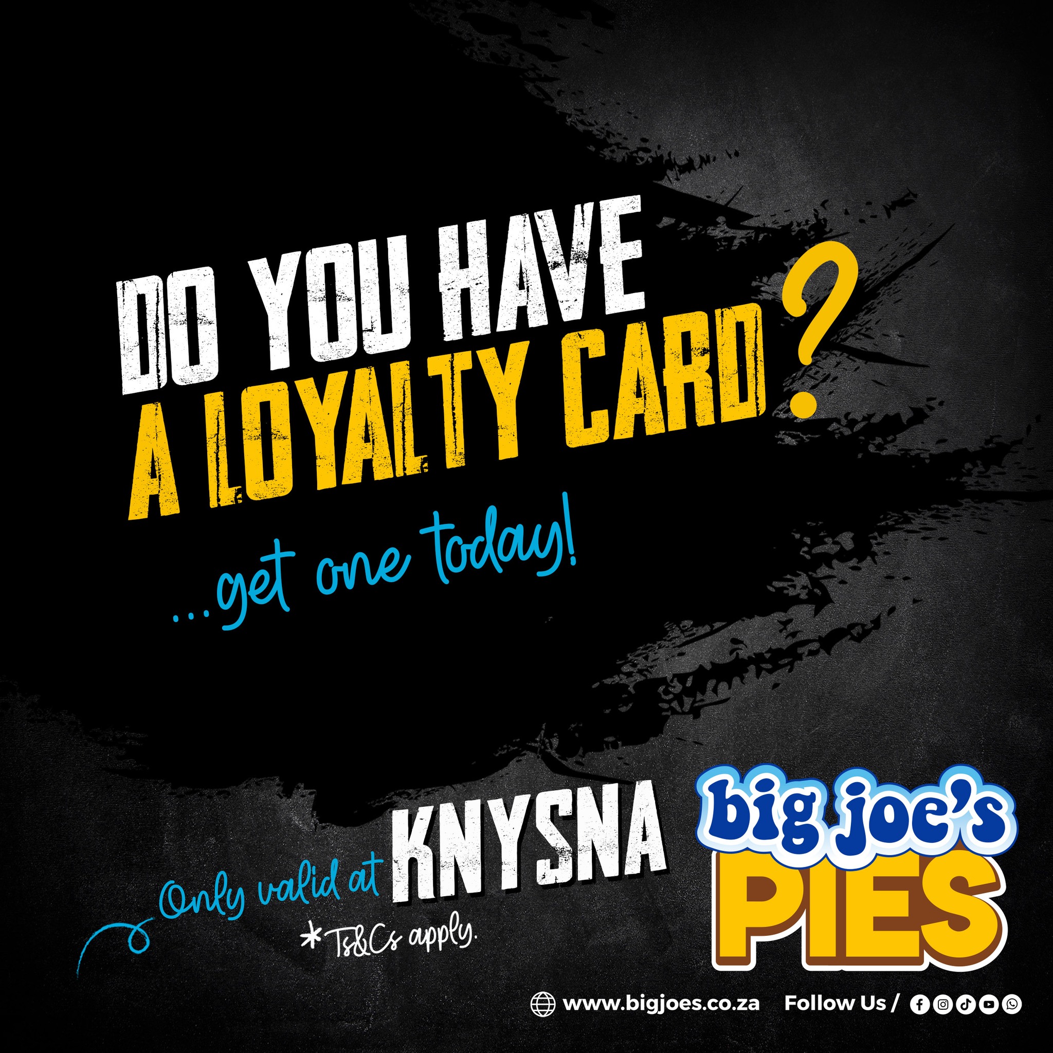 Big Joes Pies Knysna Loyalty Card