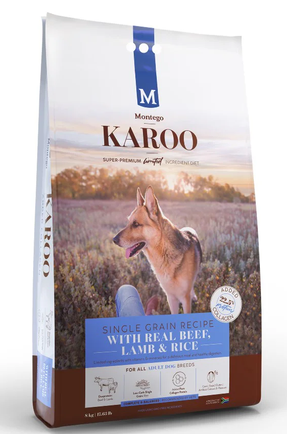 montego Karoo Adult Dog Food Real beef, lamb & rice 8kg