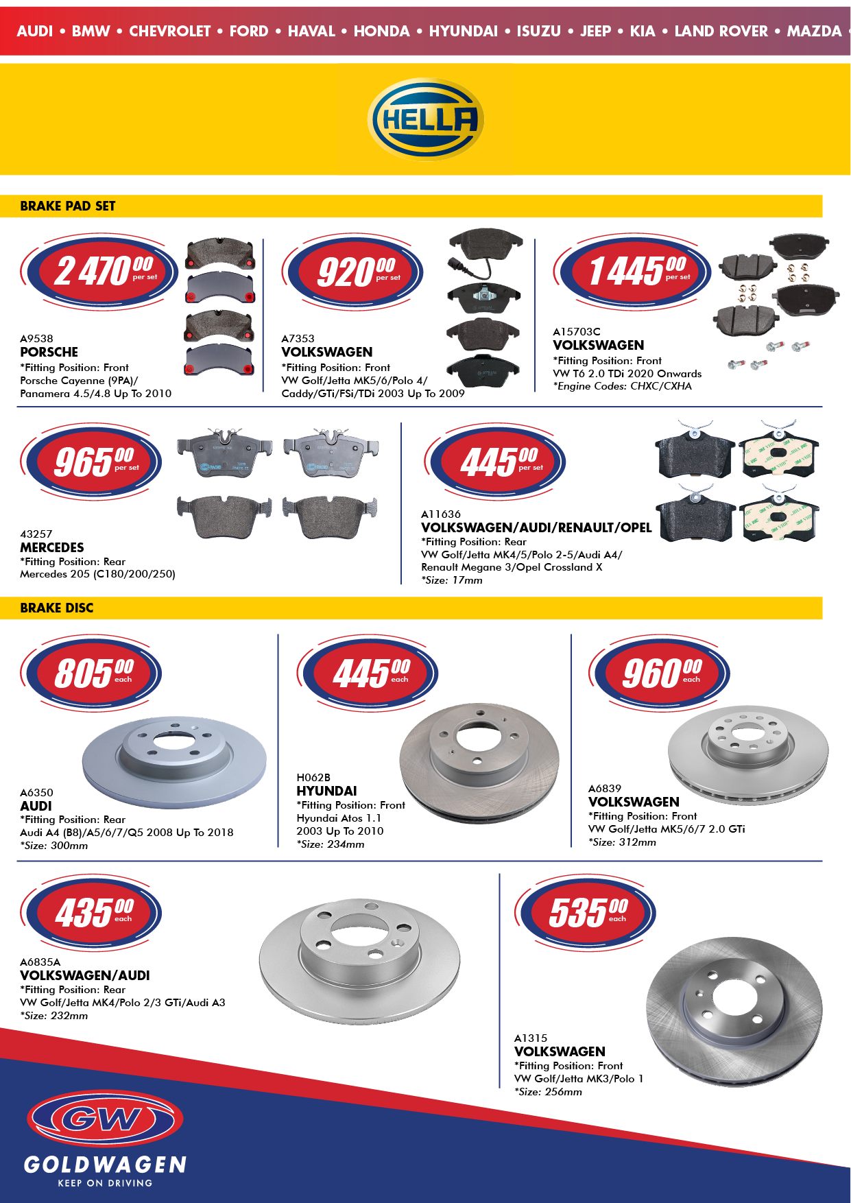 Goldwagen Specials