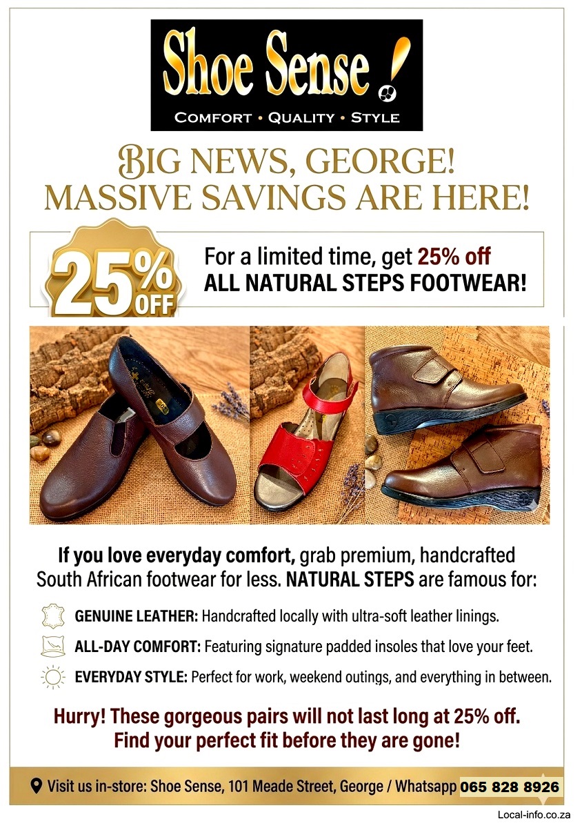 Natural Steps footwear SALE AT SHOE SENSE GEORGE